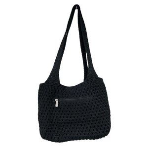 The Sak Women's Black Hand Crochet Boho Shoulder Bag Handbag Purse